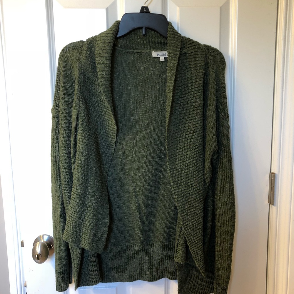 Olive Green Cable Knit Cardigan
